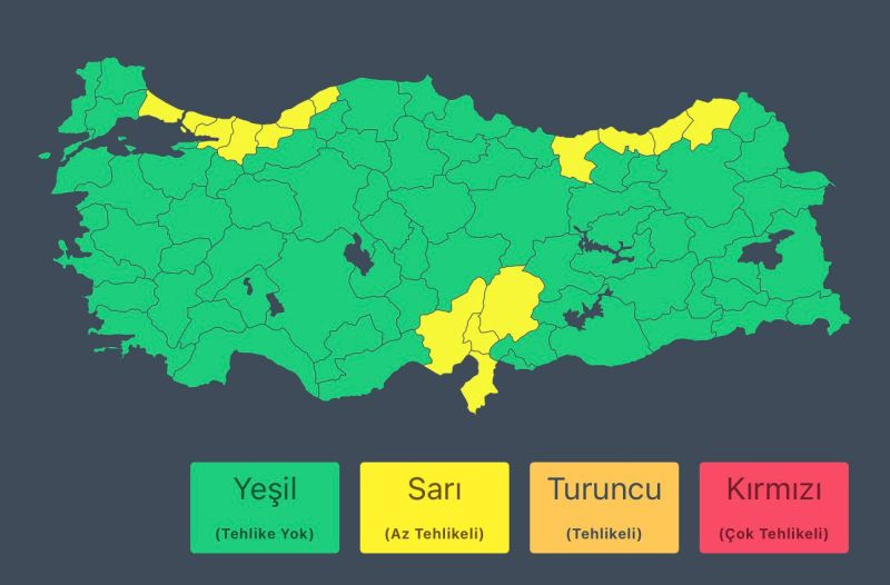 İçişleri Bakanlığı 56 il için kuvvetli yağış uyarısı yaptı