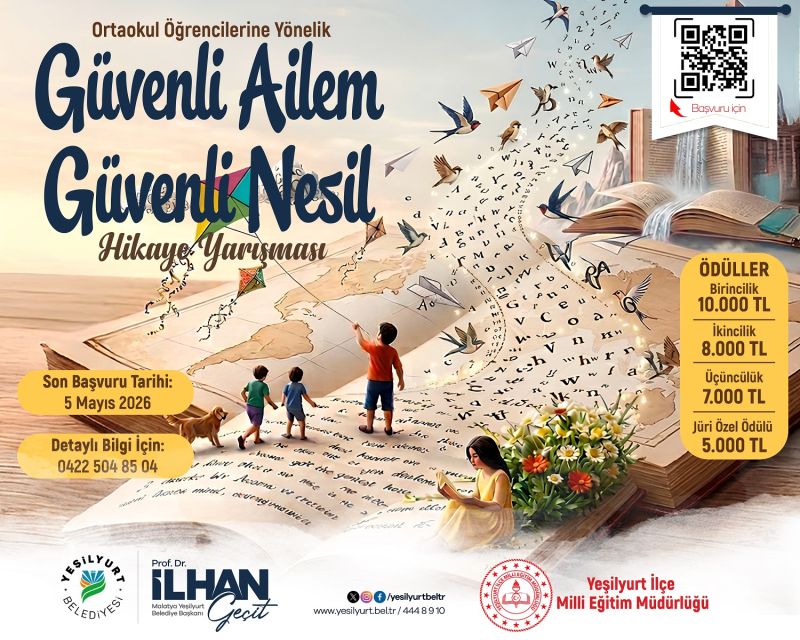 Yeşilyurt Belediyesi "Güvenli Ailem Güvenli Nesil" Hikâye Yarışması Düzenliyor
