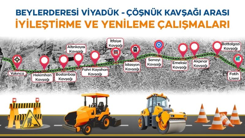 Beylerderesi İle Çöşnük Arasında Yol Yenileme Başlıyor