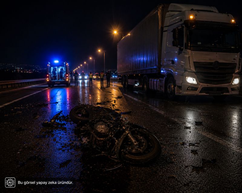 Tırla Çarpışan Motosikletin Sürücüsü Hayatını Kaybetti