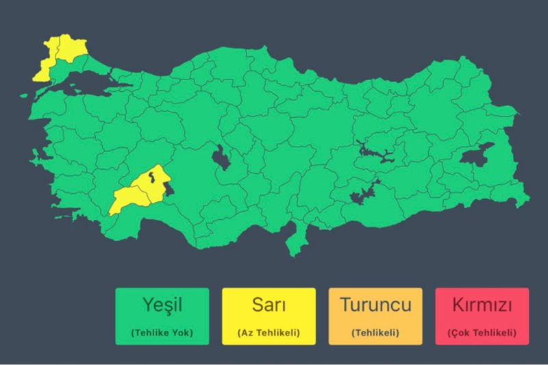 İçişleri Bakanlığı, 4 Şehri "Sarı" Kodla Uyardı