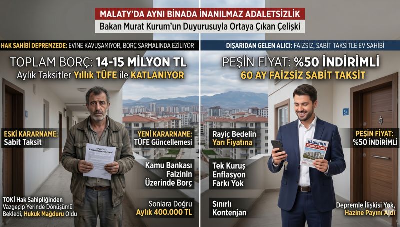Yerinde Dönüşümde Çifte Standart! Hak Sahibine 4 Katına, Dışarıdan Alana Faizsiz ve Yarı Fiyatına!