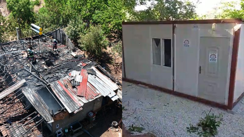 Yangında Evini Kaybeden Aileye Belediye Desteği