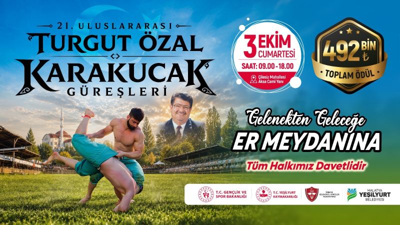 21. Uluslararası Turgut Özal Karakucak Güreşleri 3 Ekim’de Düzenlenecek