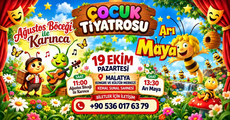 Malatya’da Çocuklar İçin Tiyatro Şöleni: "Ağustos Böceği ile Karınca" ve "Arı Maya" Sahne Alıyor