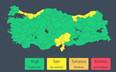 İçişleri Bakanlığı 56 il için kuvvetli yağış uyarısı yaptı
