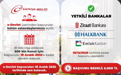 Yüzyılın Konut Projesinde E-Devlet Başvuruları sürüyor