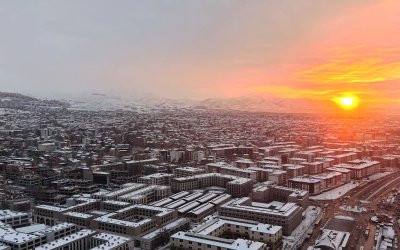 Küllerinden doğan Malatya Çarşısı, Kar Altında Havadan Görüntülendi