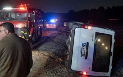 Doğanşehir’de Kontrolden Çıkan Minibüs Devrildi