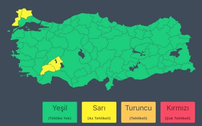 İçişleri Bakanlığı, 4 Şehri "Sarı" Kodla Uyardı