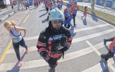 Maratonda İtfaiyeciden Anlamlı Farkındalık Koşusu