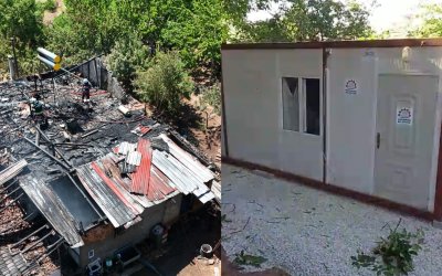 Yangında Evini Kaybeden Aileye Belediye Desteği