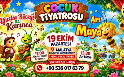 Malatya’da Çocuklar İçin Tiyatro Şöleni: "Ağustos Böceği ile Karınca" ve "Arı Maya" Sahne Alıyor