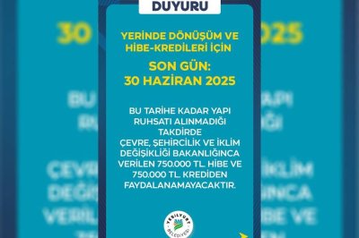 Yerinde dönüşüm ve hibe-kredileri için son gün 30 Haziran
