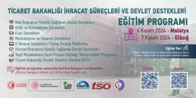 Malatya'da "İhracat Süreçleri ve Devlet Destekleri" eğitim programı yapılacak